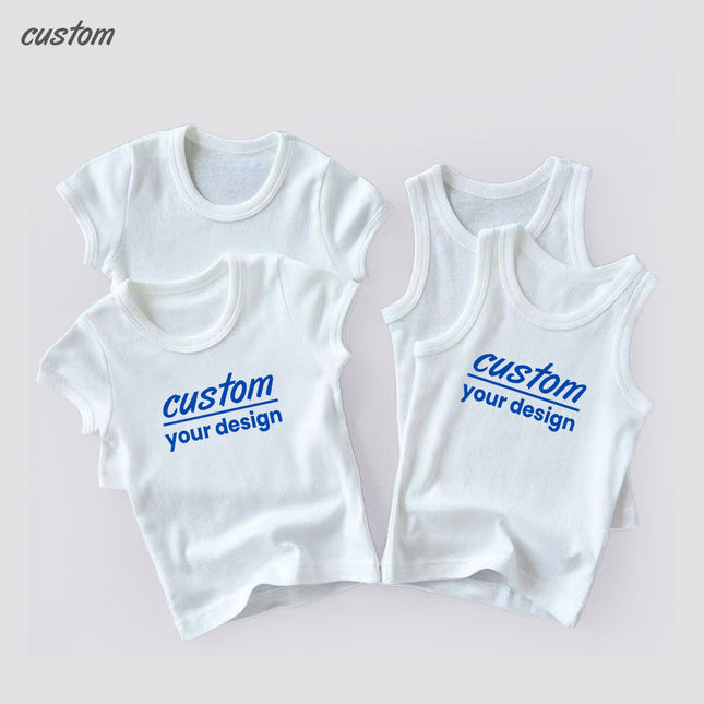 Customized pure cotton knitted vest same as children's adults, vest short-sleeved two-piece must-have for summer home