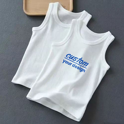 Customized pure cotton knitted vest same as children's adults, vest short-sleeved two-piece must-have for summer home