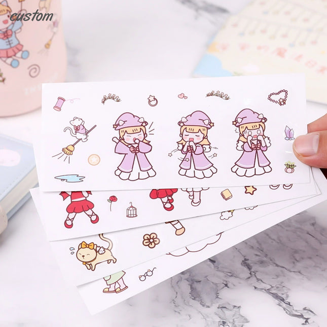 Korean-Style Customizable Transparent Cartoon Scrapbooking Sticker