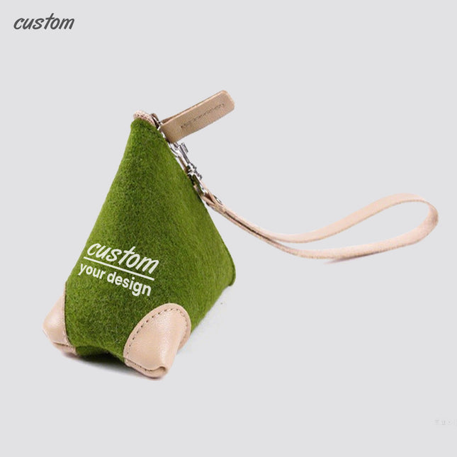 【Customized LOGO】Triangular felt coin wallet, European and American retro style