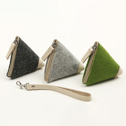 【Customized LOGO】Triangular felt coin wallet, European and American retro style