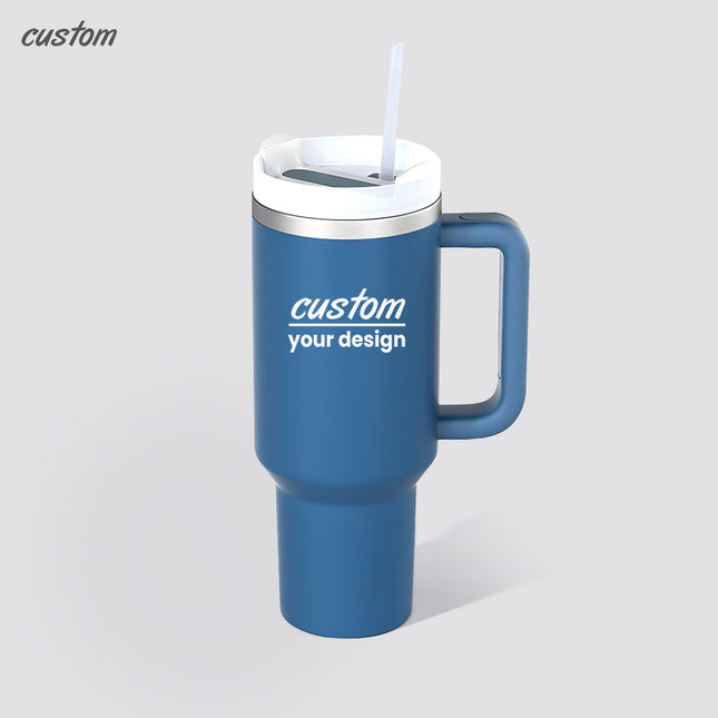 Stainless Steel Straw Tumbler 40oz – Insulated Dual-Layer Travel Mug with Leak-Proof Lid, Anti-Slip Handle & Wide Mouth