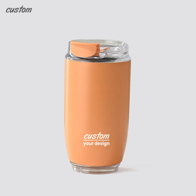 Stainless Steel Handheld Straw Cup –  Vacuum-Insulated with Transparent Lid, 320ML Compact Design