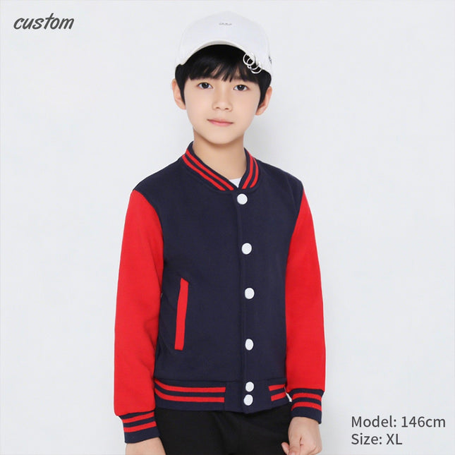 【Customized】100% pure cotton children's stand-alone sweatshirt - anti-clip meat zipper design Must-have in spring and autumn