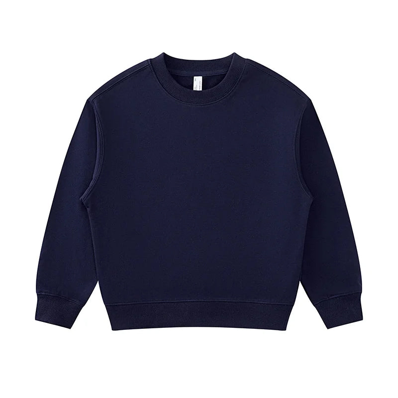 兒童圓領連帽衫，連帽衫，秋季兒童運動衫，適合中小童，圓領套頭衫